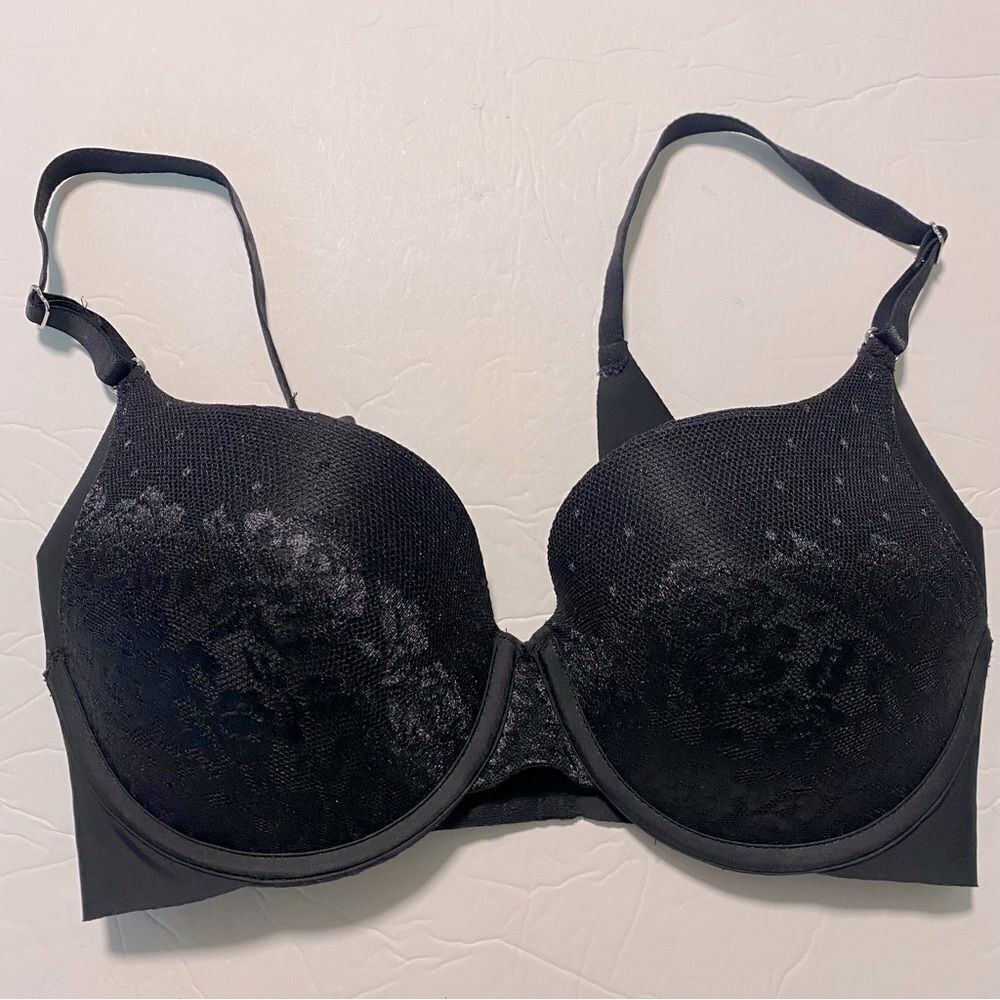 Maidenform sexy black lace underwire padded t shirt comfort Bra P00732 36C